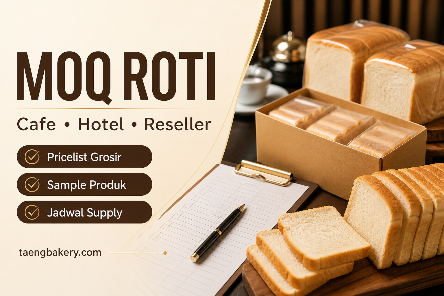 Cover artikel MOQ pesanan roti untuk cafe hotel dan reseller Makassar Taeng Bakery